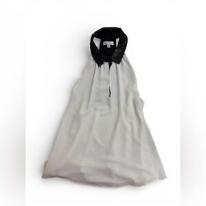 Olsenboye White Top with Black Sequin Collar Size M